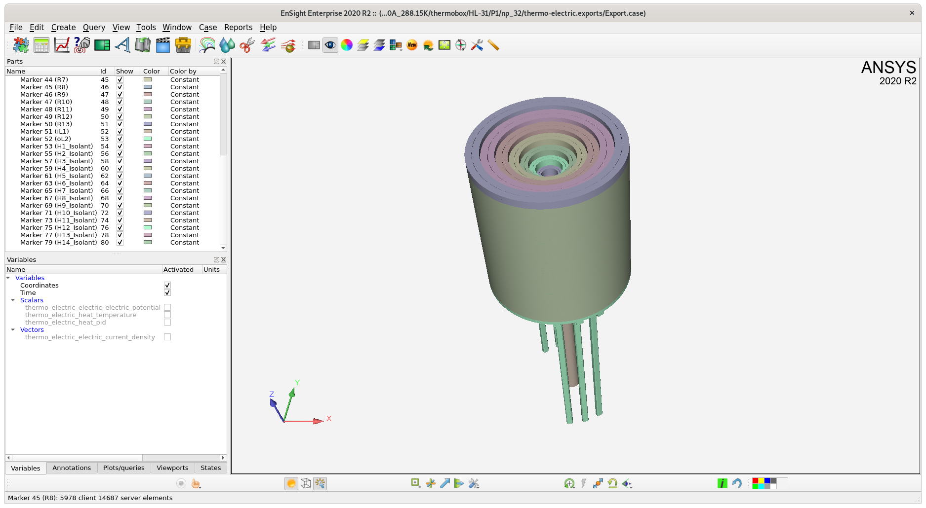 Loading a thermoelectric simulation